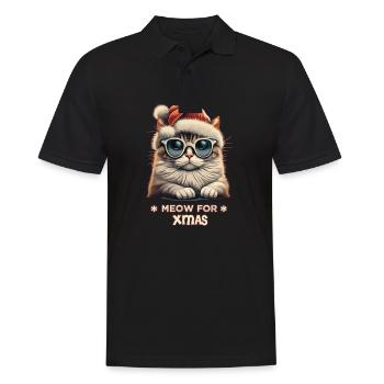 Cooles Miau zu Weihnachten - Männer Poloshirt - Schwarz - Vorne - Kai (181cm)