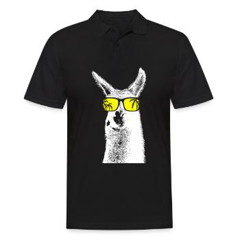 Lama Tierliebhaber Naturfans Sonnenbrille Lamanlie - Männer Poloshirt - Schwarz - Vorne - Kai (181cm)