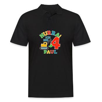 Name Paul 4. Geburtstag Personalisiert - Männer Poloshirt - Schwarz - Vorne - Kai (181cm)