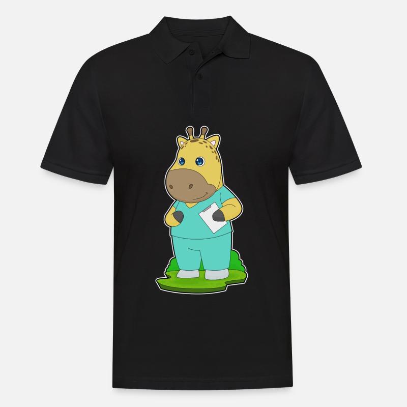 Giraffe Krankenschwester - Männer Poloshirt - Schwarz