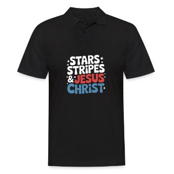 American Believer Christian July 4th Jesus - Men's Polo Shirt - black - Front - Kai (181cm)