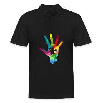 Autisme Hand Awareness Day - Polo Homme - noir - Devant - Kai (181cm)