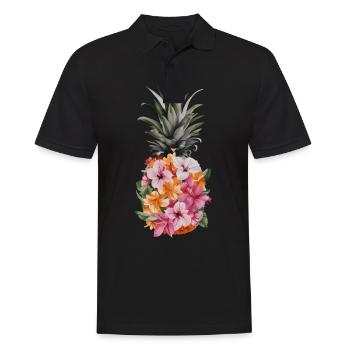 Ananas Fruit tropical hawaïen - Polo Homme - noir - Devant - Kai (181cm)