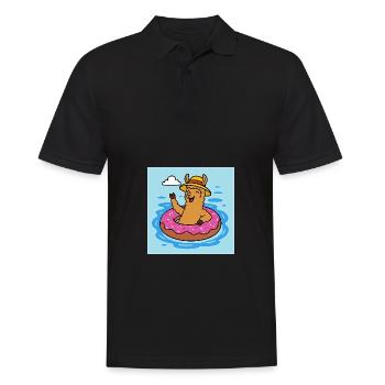 Süßes Alpaka Comic - Männer Poloshirt - Schwarz - Vorne - Kai (181cm)
