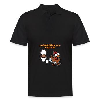 Huhn macht Frühstück Lustige Hühner - Männer Poloshirt - Schwarz - Vorne - Kai (181cm)