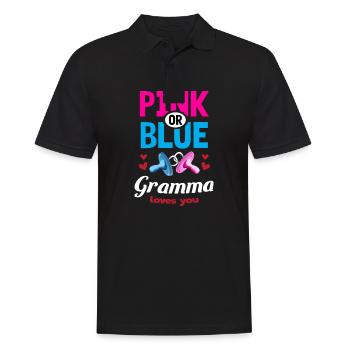 Pink or Blue Gramma Loves You Gender Reveal Party - Men's Polo Shirt - black - Front - Kai (181cm)