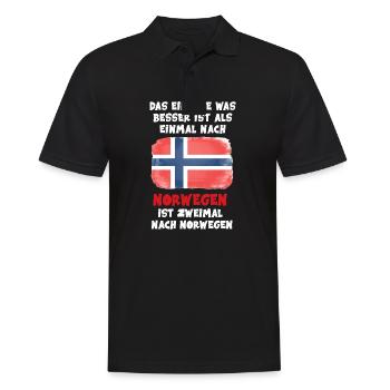 Zweimal nach Norwegen Flagge Urlaub Geschenk - Männer Poloshirt - Schwarz - Vorne - Kai (181cm)