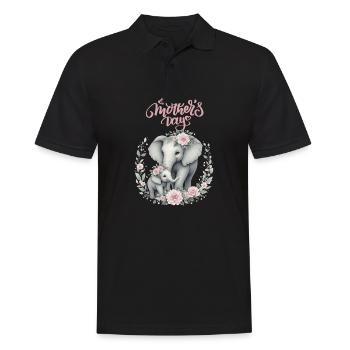 Mother's Love Elephant & Calf Floral Wreath - Männer Poloshirt - Schwarz - Vorne - Kai (181cm)