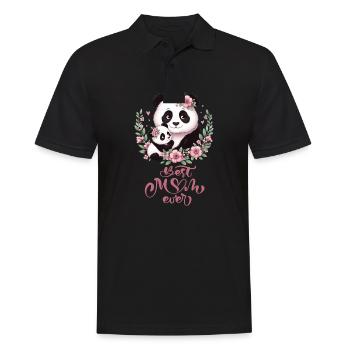 Best Mom Ever Panda Lover Floral Wreath I Mom - Männer Poloshirt - Schwarz - Vorne - Kai (181cm)