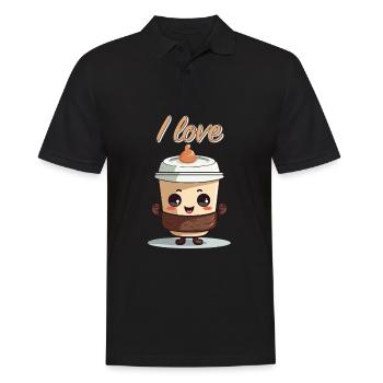 J’aime le café café le matin Grouch Office Addict - Polo Homme - noir - Devant - Kai (181cm)