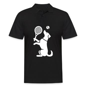 Hund Tennis Silhouette Minimalistisch - Männer Poloshirt - Schwarz - Vorne - Kai (181cm)