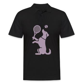 Hund Tennis Silhouette Minimalistisch - Männer Poloshirt - Schwarz - Vorne - Kai (181cm)