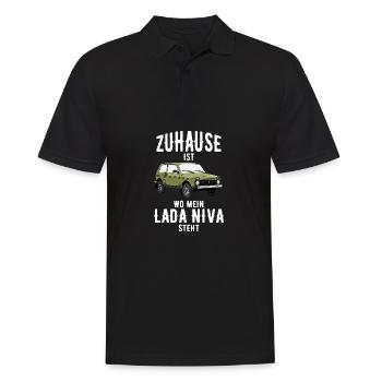 Zuhause Lada Niva 4x4 Offroad Geländewagen USSR - Männer Poloshirt - Schwarz - Vorne - Kai (181cm)