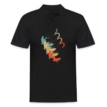 Vintage retro style kitesurfing stunt kite sailing - Men's Polo Shirt - black - Front - Kai (181cm)