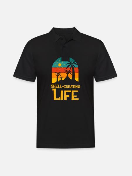 Shellebrating Life Motivational Quote Beach - Men's Polo Shirt - black