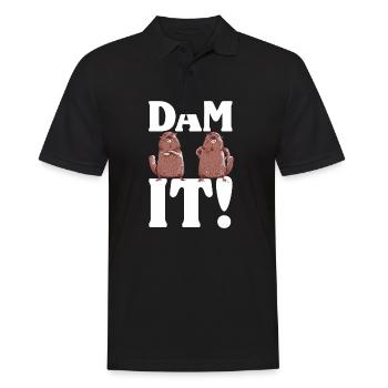 Dam It | Dabbing Beaver Drawing - Men's Polo Shirt - black - Front - Kai (181cm)
