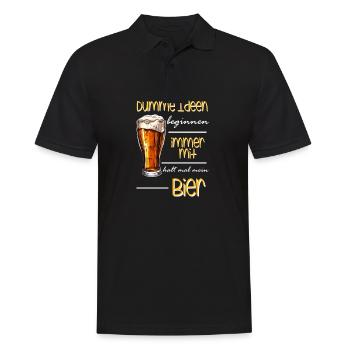 Dumme Ideen beginnen immer mit halt mal mein Bier - Männer Poloshirt - Schwarz - Vorne - Kai (181cm)