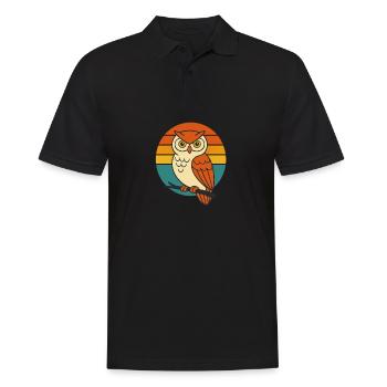 Wise Vibes – Retro Owl Magic - Männer Poloshirt - Schwarz - Vorne - Kai (181cm)