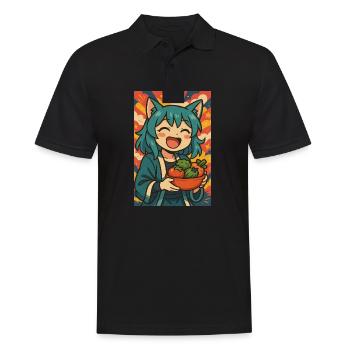 Happy Anime Chef with Veggies - Men's Polo Shirt - black - Front - Kai (181cm)