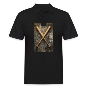 Gealterte Baseballschläger gekreuzt - Männer Poloshirt - Schwarz - Vorne - Kai (181cm)