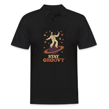 Groovy Galaxy – Tanz auf Saturn - Männer Poloshirt - Schwarz - Vorne - Kai (181cm)