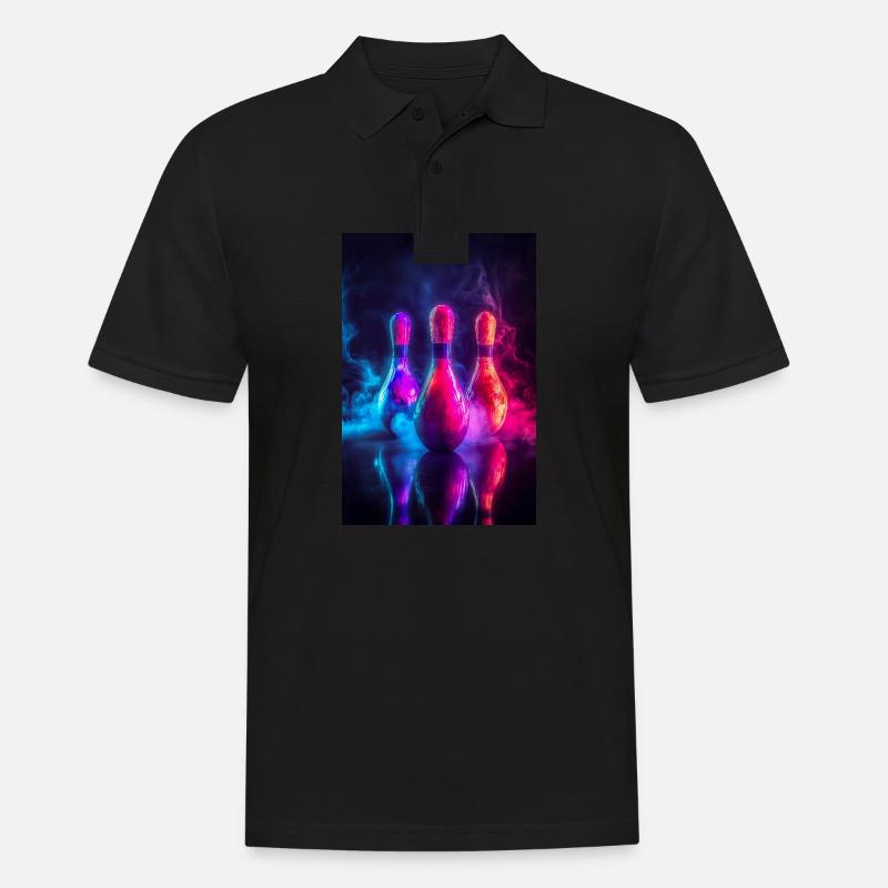 Neon Glow Bowling Pins - Männer Poloshirt - Schwarz