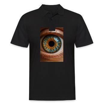 Feurige blaue Iris Nahaufnahme - Männer Poloshirt - Schwarz - Vorne - Kai (181cm)