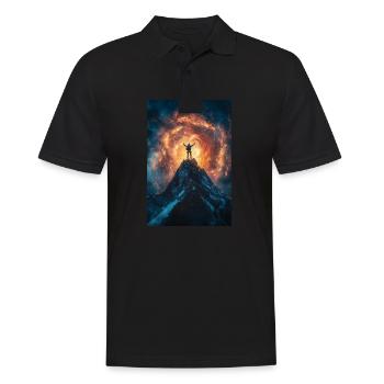 Unter kosmischem Feuer - Männer Poloshirt - Schwarz - Vorne - Kai (181cm)
