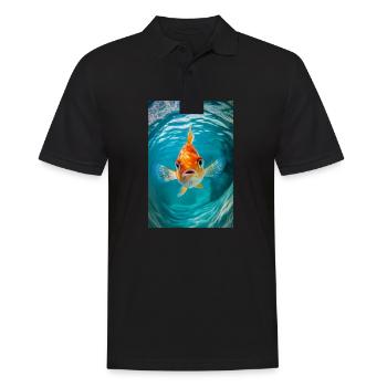 Regard curieux de poisson rouge - Polo Homme - noir - Devant - Kai (181cm)