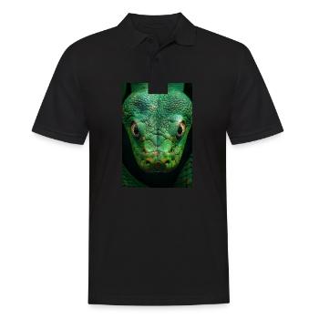 Hypnotischer grüner Schlangenblick - Männer Poloshirt - Schwarz - Vorne - Kai (181cm)