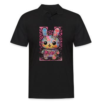 Graffiti Kawaii Bunny Pop - Männer Poloshirt - Schwarz - Vorne - Kai (181cm)