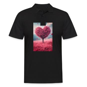 Romantischer Herzbaum in voller Blüte - Männer Poloshirt - Schwarz - Vorne - Kai (181cm)