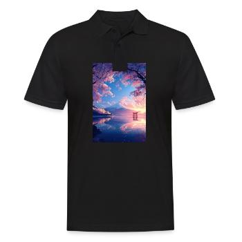 Ruhiger Blick auf den Mount Fuji - Männer Poloshirt - Schwarz - Vorne - Kai (181cm)