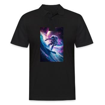 Surfen auf der kosmischen Welle - Männer Poloshirt - Schwarz - Vorne - Kai (181cm)