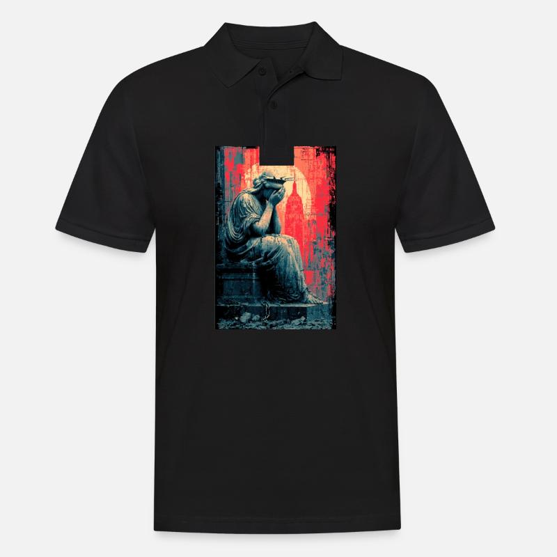 Weinende Freiheitsstatue - Männer Poloshirt - Schwarz