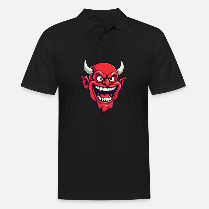 Halloween Dämon Teufel Kopf - Männer Poloshirt - Schwarz