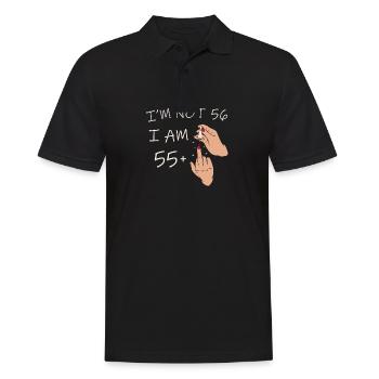 Ich bin nicht 56, ich bin 55 plus 1 Mittelfinger, 56. - Männer Poloshirt - Schwarz - Vorne - Kai (181cm)