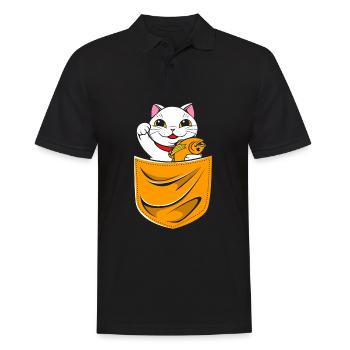 Maneki Neko Japan Glücksbringer - Männer Poloshirt - Schwarz - Vorne - Kai (181cm)