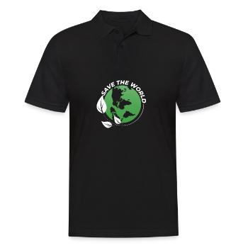 Save the World - Männer Poloshirt - Schwarz - Vorne - Kai (181cm)