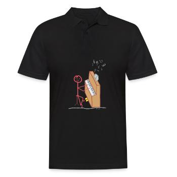 Une femme joue du piano stick figure concert - Polo Homme - noir - Devant - Kai (181cm)