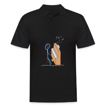 Klavier Strichmännchen spielt Musik Konzert Oper - Männer Poloshirt - Schwarz - Vorne - Kai (181cm)