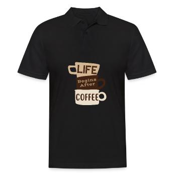 Funny Barista Humor Life Begins After Coffee - Men's Polo Shirt - black - Front - Kai (181cm)