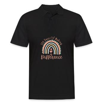 100 Days Of Making A Difference Cute Rainbow Kids - Men's Polo Shirt - black - Front - Kai (181cm)