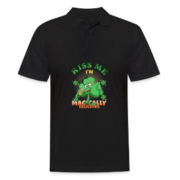 Kiss Me I'm Magically Delicious Funny Irish Quote - Men's Polo Shirt - black - Front - Kai (181cm)