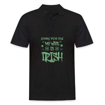 St. Patricks Day 2024 Pray For Me My Wife Is Irish - Men's Polo Shirt - black - Front - Kai (181cm)