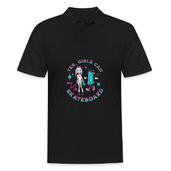 Ja Mädchen können Skateboard Skateboarder Skater Frauen - Männer Poloshirt - Schwarz - Vorne - Kai (181cm)