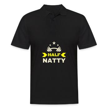 Halb Natty, halb Natürlich Lustiges Fitness-Bodybuilding - Männer Poloshirt - Schwarz - Vorne - Kai (181cm)