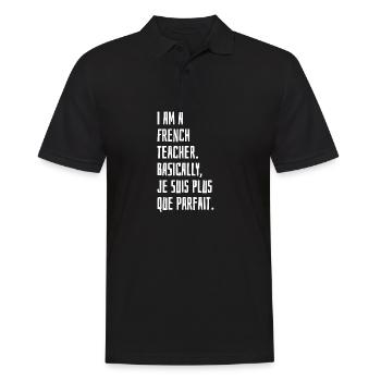 Je suis un enseignant Français - Polo Homme - noir - Devant - Kai (181cm)