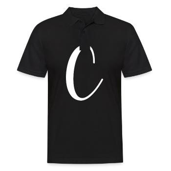 Kalligraphie, Initiale C - Männer Poloshirt - Schwarz - Vorne - Kai (181cm)