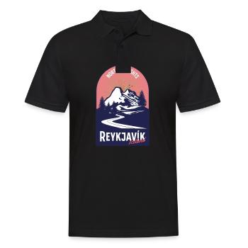 Reykjavik Islande Road Trip vintage - Polo Homme - noir - Devant - Kai (181cm)